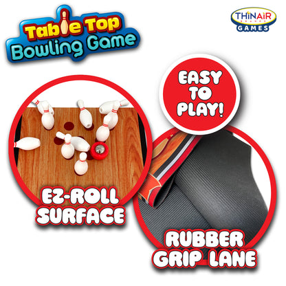 Thin Air Games Tabletop Bowling Set - Roll-Up Alley & Fun for Family