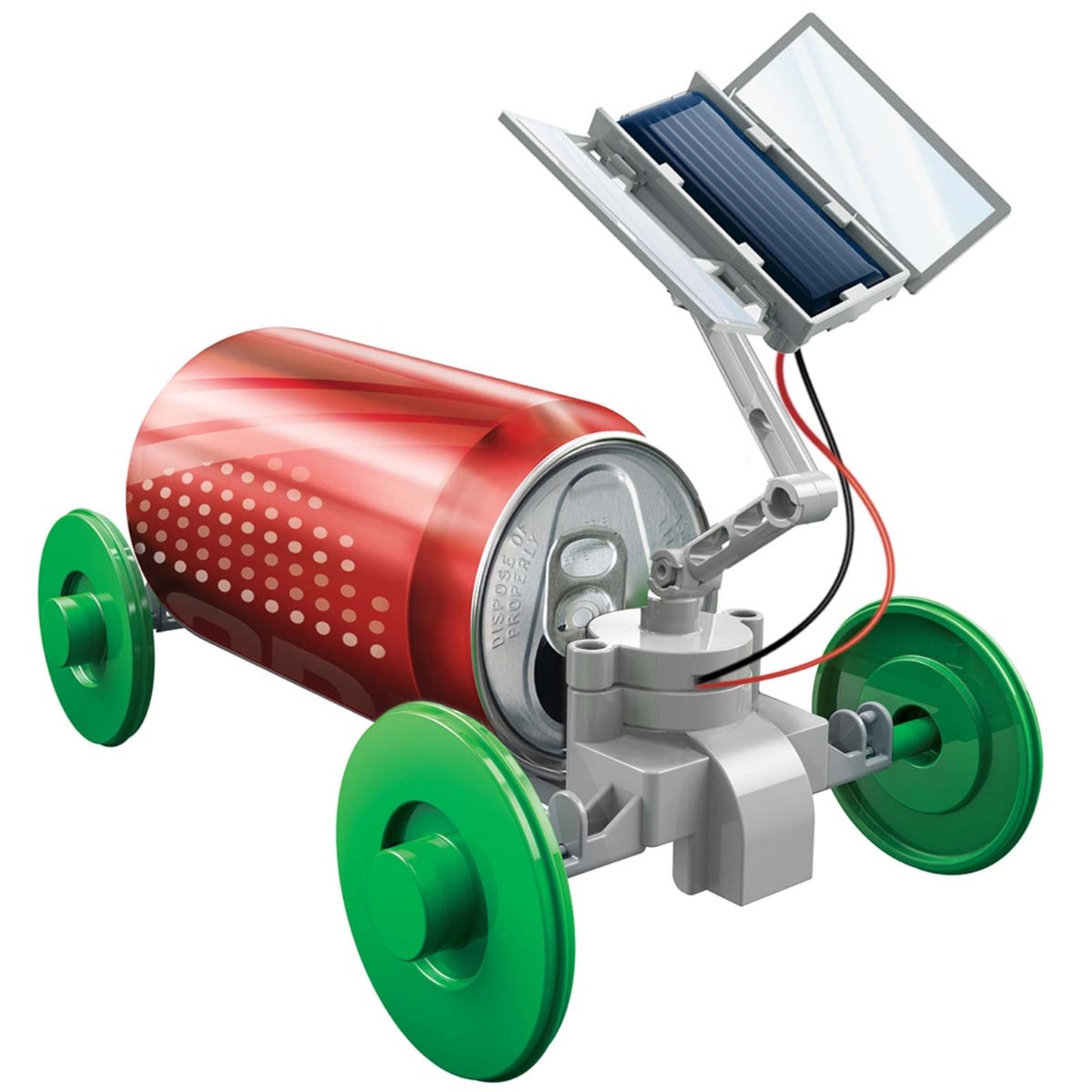 4M Green Science Solar Rover DIY kit with red cylindrical body, green wheels, and solar panel