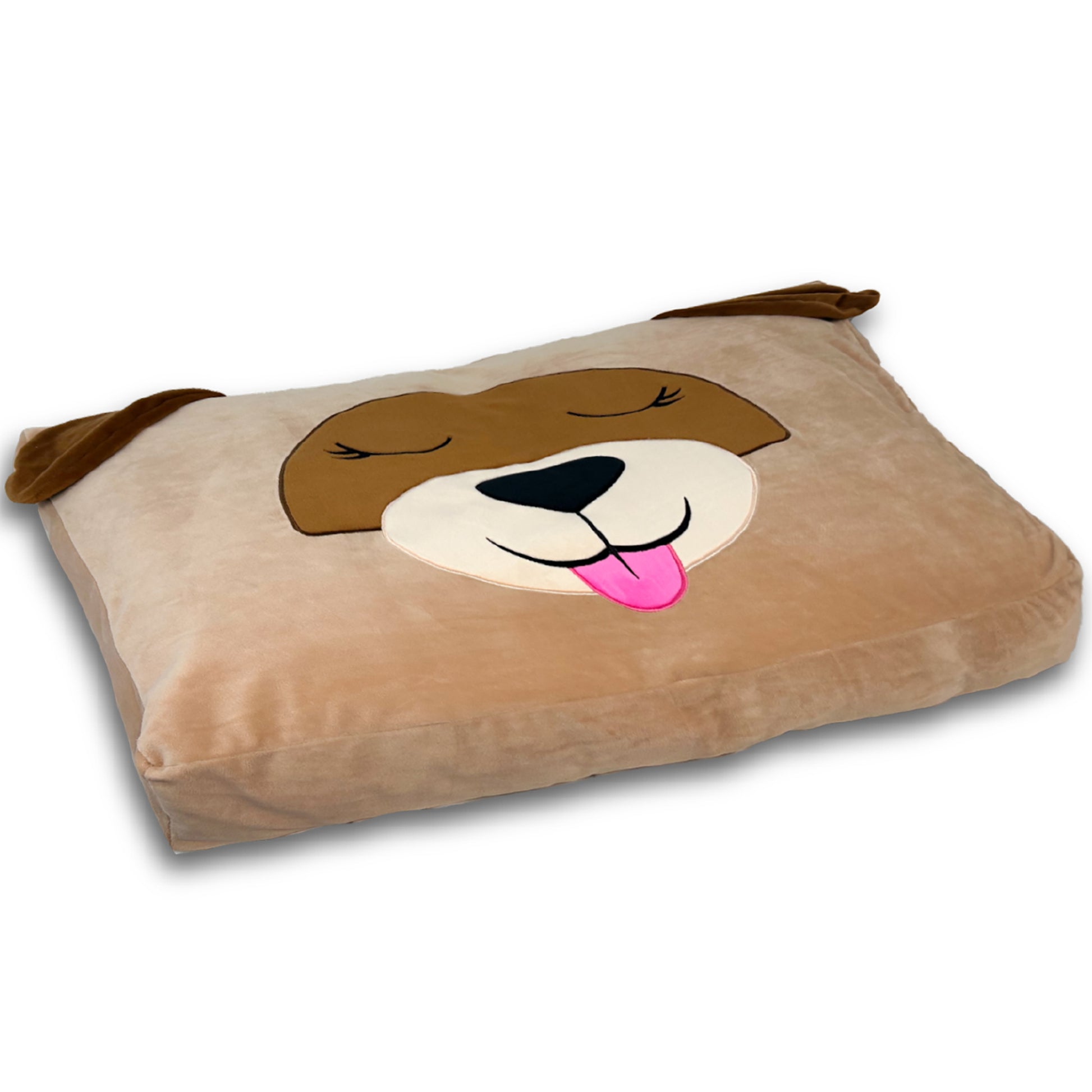 Logan The Tan Dog Pet Bed In A Box Slipcover, small 24x18 inch character bed case