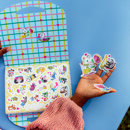 eeBoo Love Stickers Valentine's Day sticker book with 170+ animal and heart designs in shiny foil