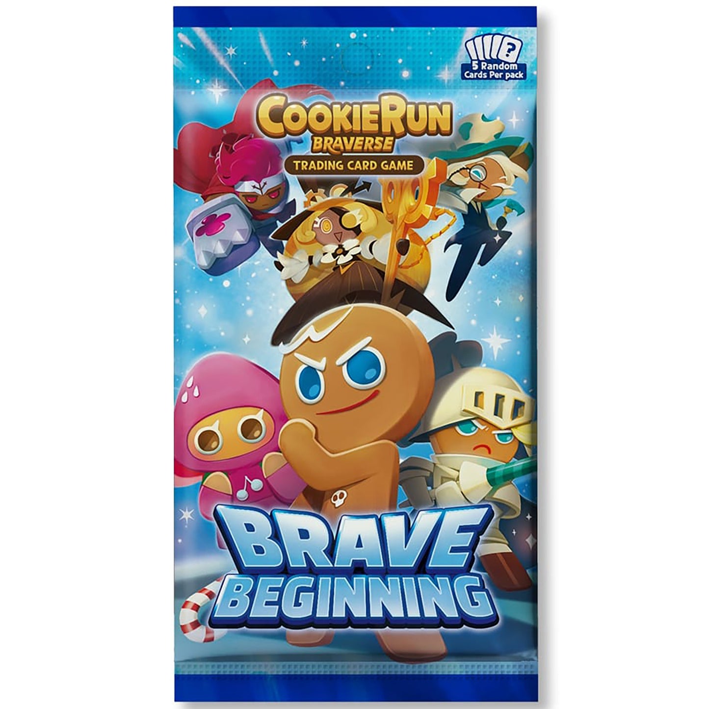 CookieRun Braverse Trading Card Game Brave Beginning booster pack with gingerbread cookie character and colorful game...
