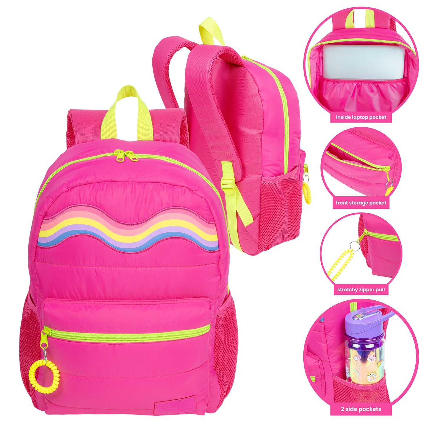 Style.Lab: Debo Rainbow Puffer Backpack - Hot Pink