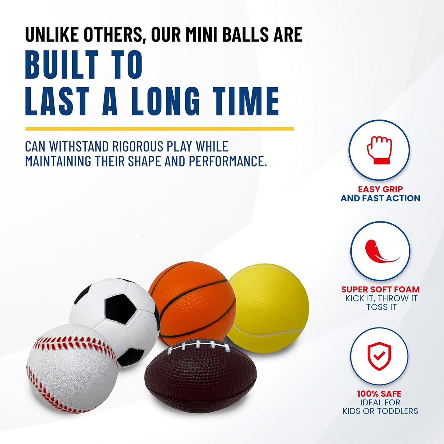 Anywhere Sports 5-Ball Mini Sports Pack: Foam Balls for Kids 3+