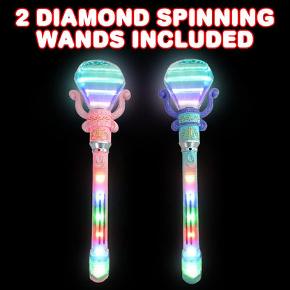 Twinkling Diamond LED Spinning Wands - 2pc Set, Pink & Blue