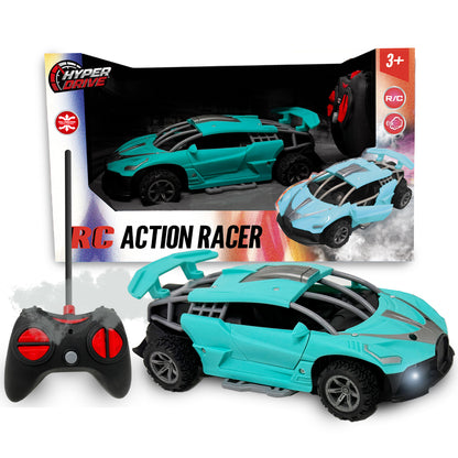 Thin Air Brands Hyper Drive RC - Teal 1:24 - Radio Control Stunt Car with Smoke Vapor