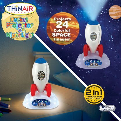 Playful Minds Rocket Projector Night Light - Galactic 2-in-1 Display