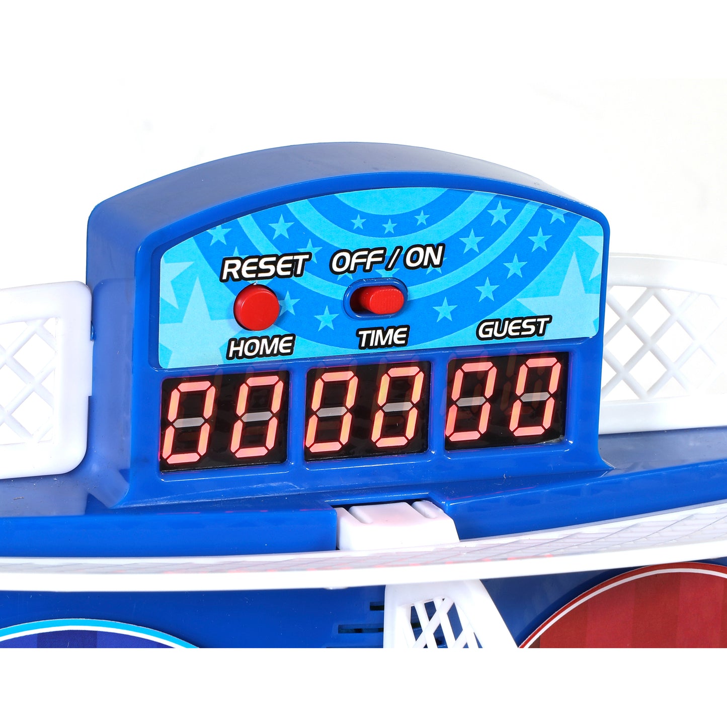 Retro Arcade Electronic Basketball scoreboard with blue casing and red digital display