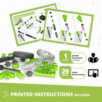 Engino Creative Builder 30-in-1 motorized green and black STEM construction toy set with building instructions