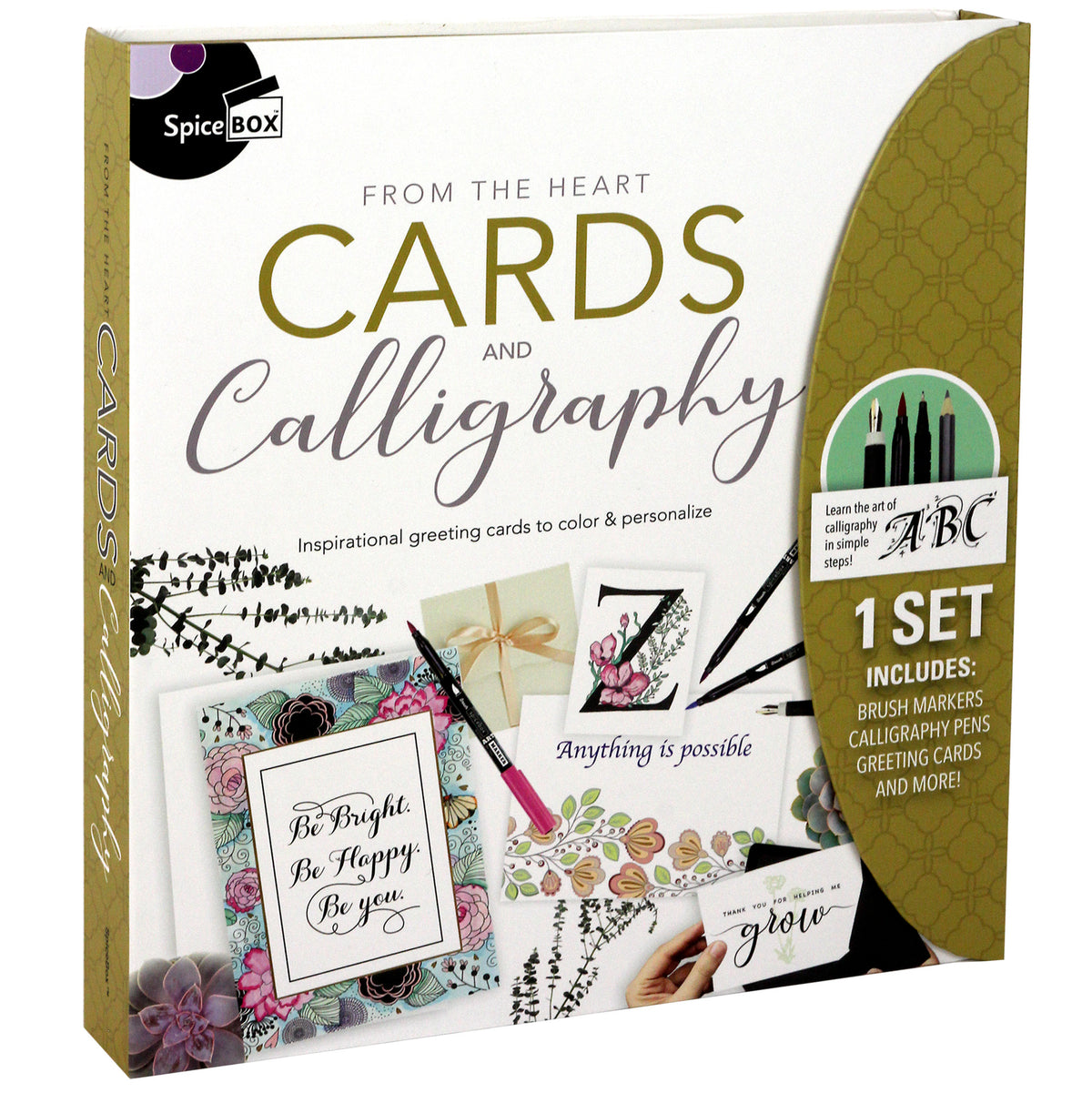 Sketch Plus Cards & Calligraphy kit with brush markers, calligraphy pens, greeting cards, and instruction book