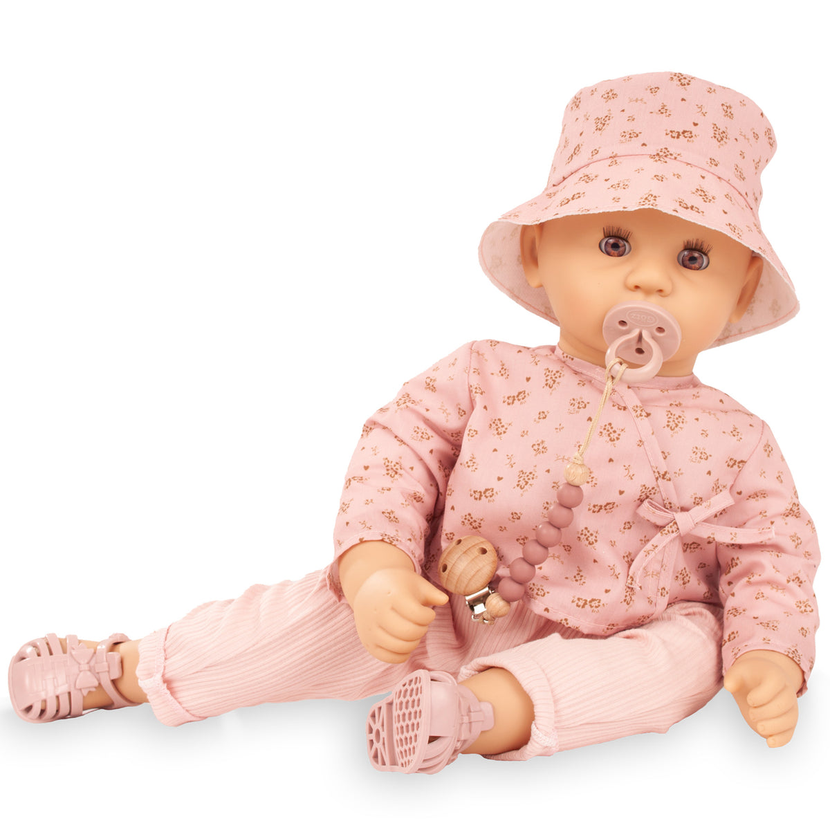 Gotz Cookie Flowers Millefleur 19 inch baby doll in pink outfit with hat
