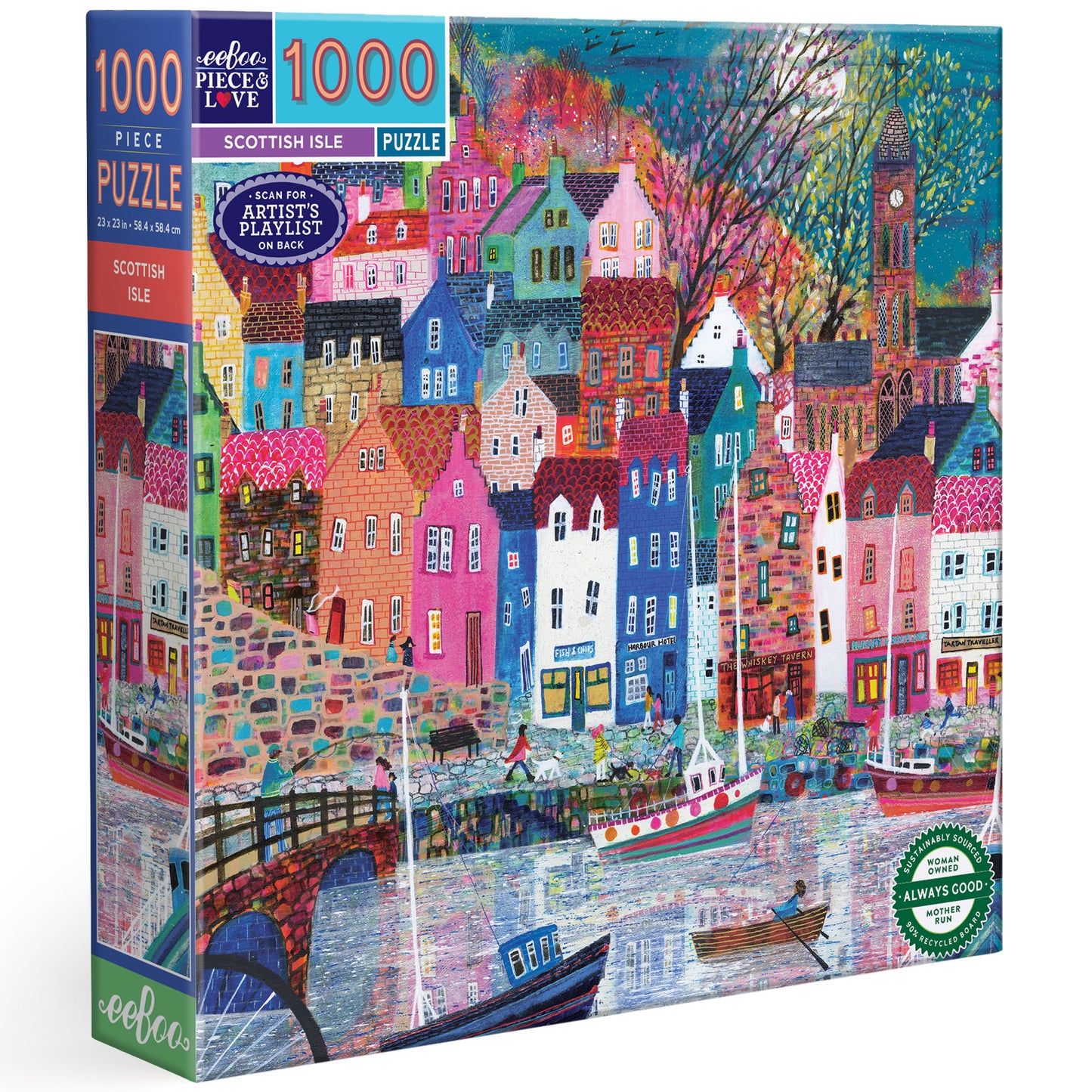 Piece&Love Scottish Isle 1000 Piece Puzzle with colorful village harbor scene