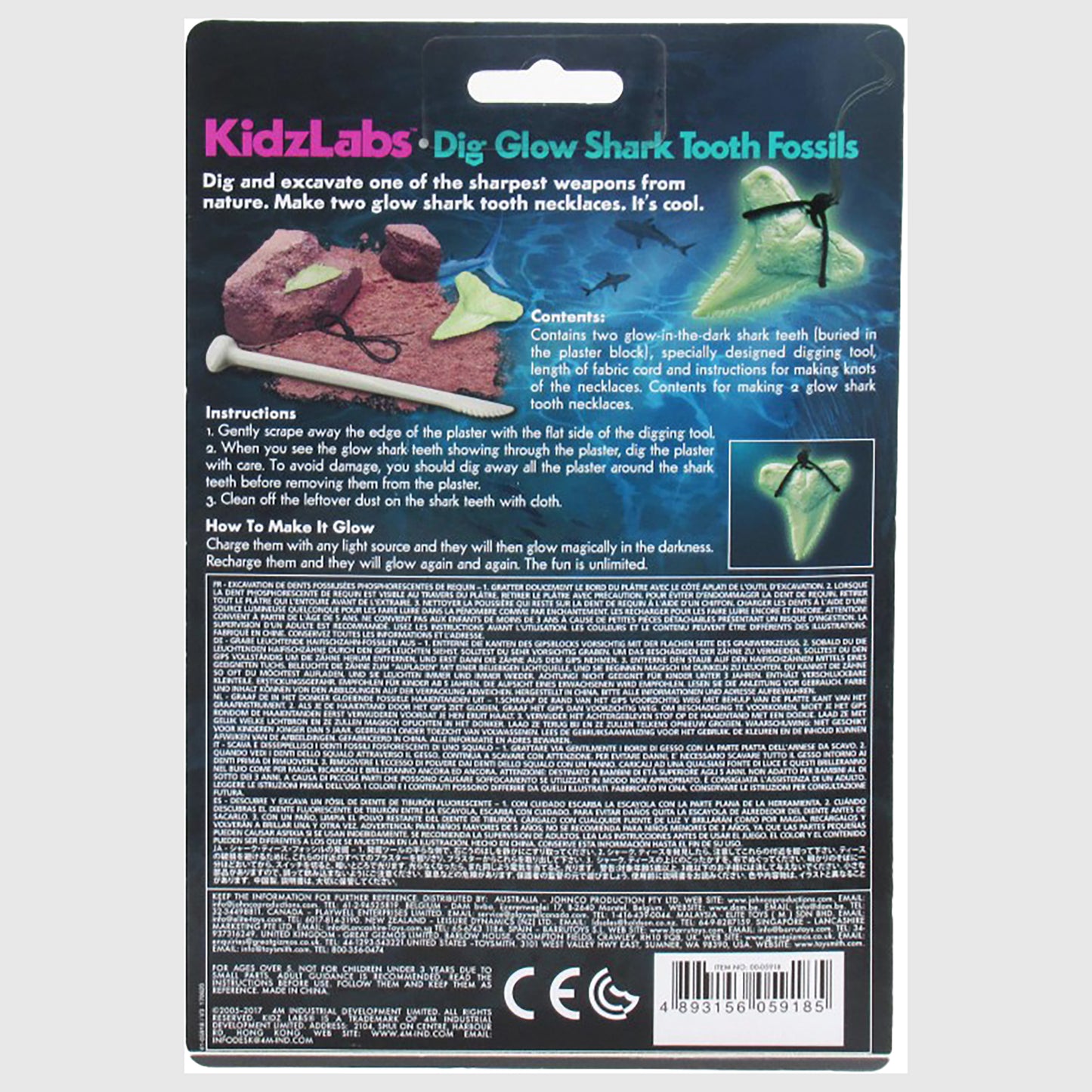 KidzLabs Glow-in-the-Dark Shark Tooth Fossil Digging Kit