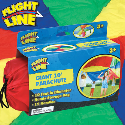Flight Line Giant 10' Parachute - Colorful Sports Play for Kids Aged 3+