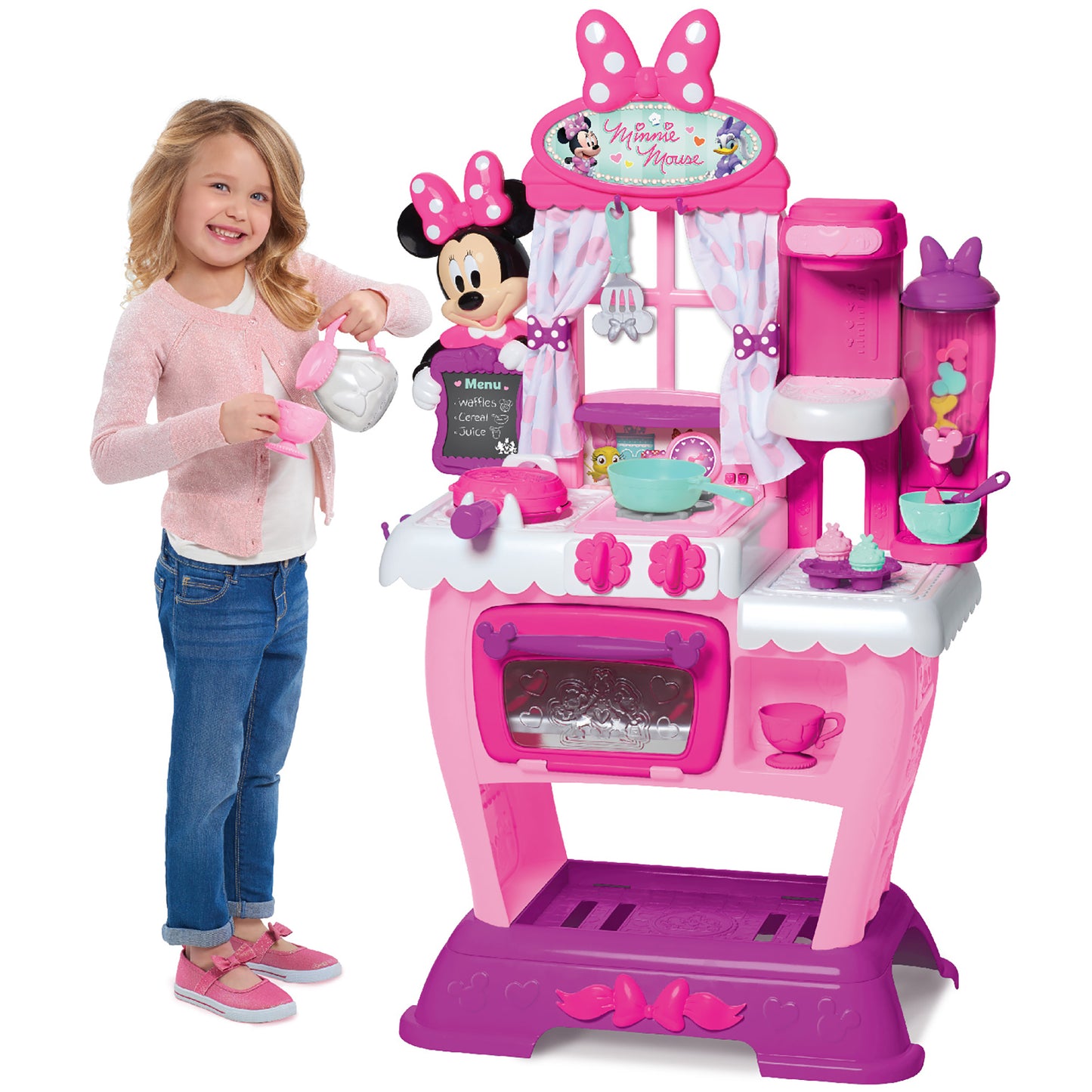 Minnie Mouse Happy Helpers Brunch Café pink kitchen playset with lights, sounds, and accessories