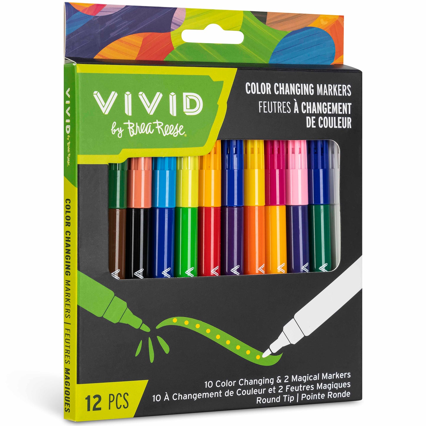 VIVID Color-Changing Markers 12-piece set with 10 color-changing and 2 magical markers