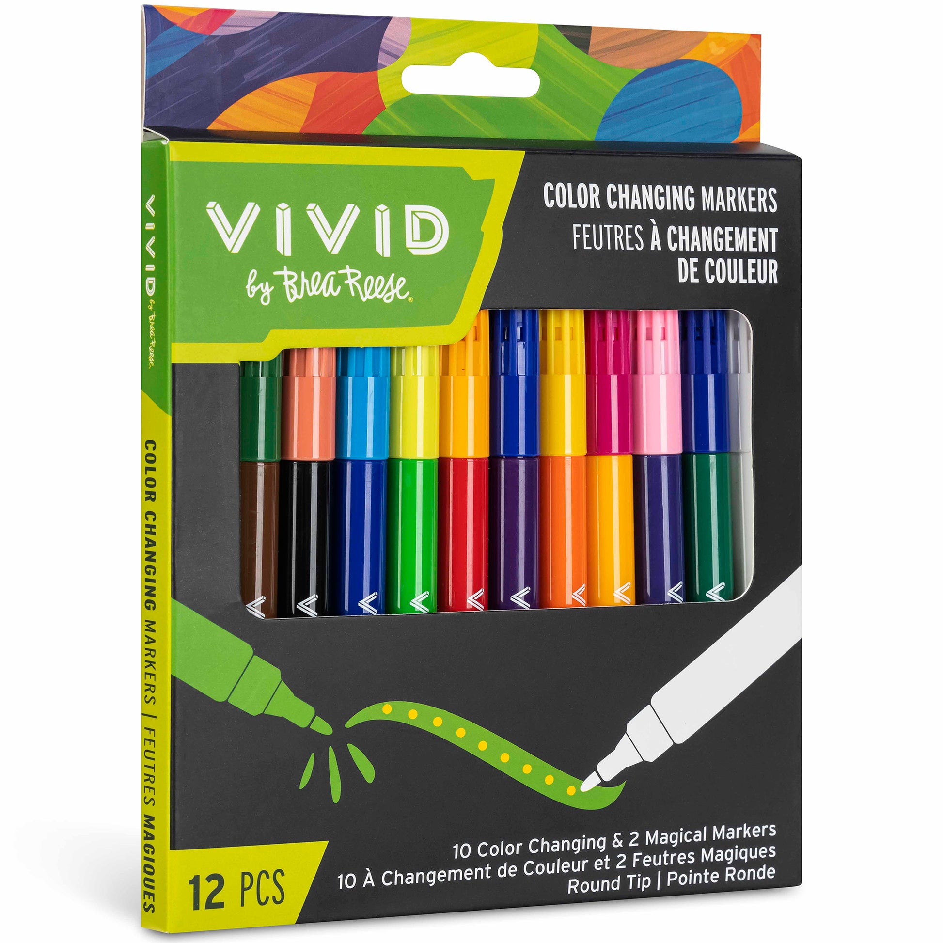 VIVID Color-Changing Markers 12-piece set with 10 color-changing and 2 magical markers