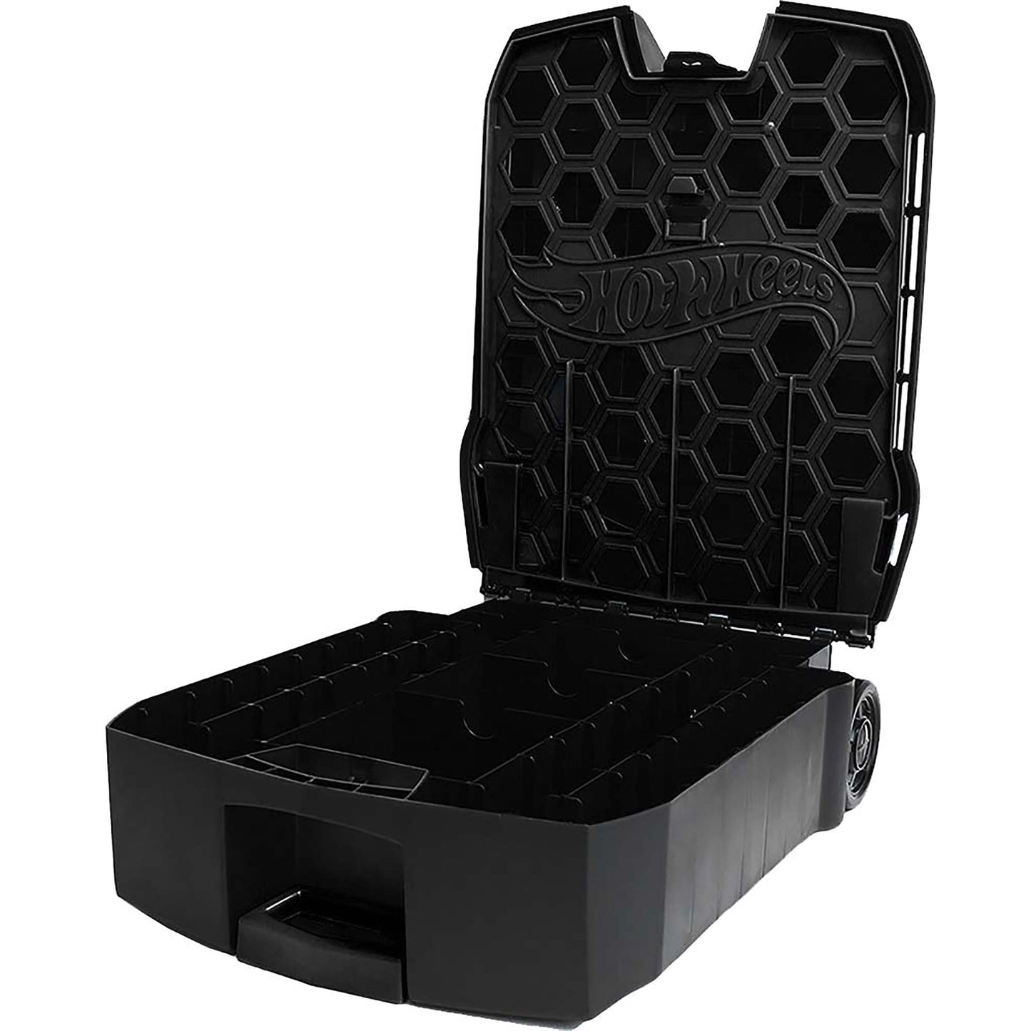 Hot Wheels 100-Car Rolling Storage Case with retractable handle, black