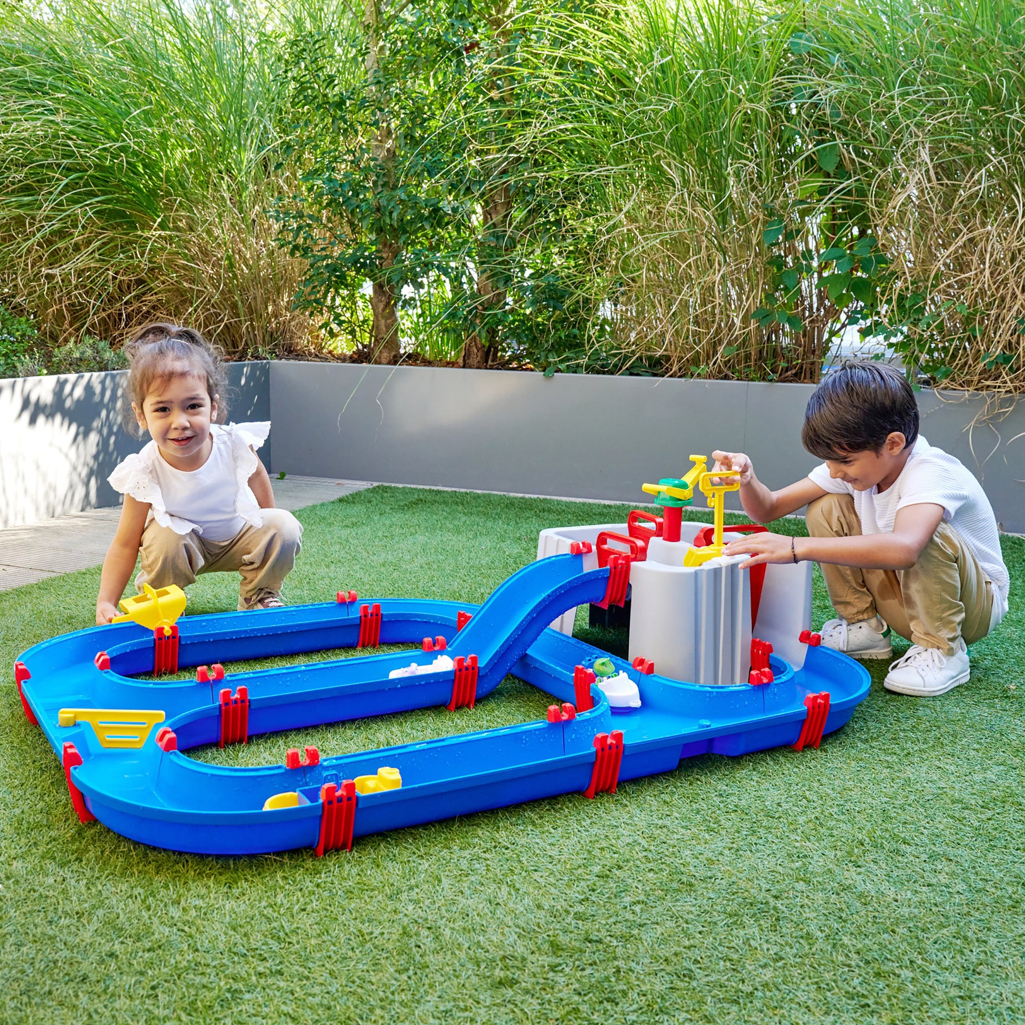 AquaPlay Harbor Waterway Playset With Crane, Pump, Slide, 3 Boats