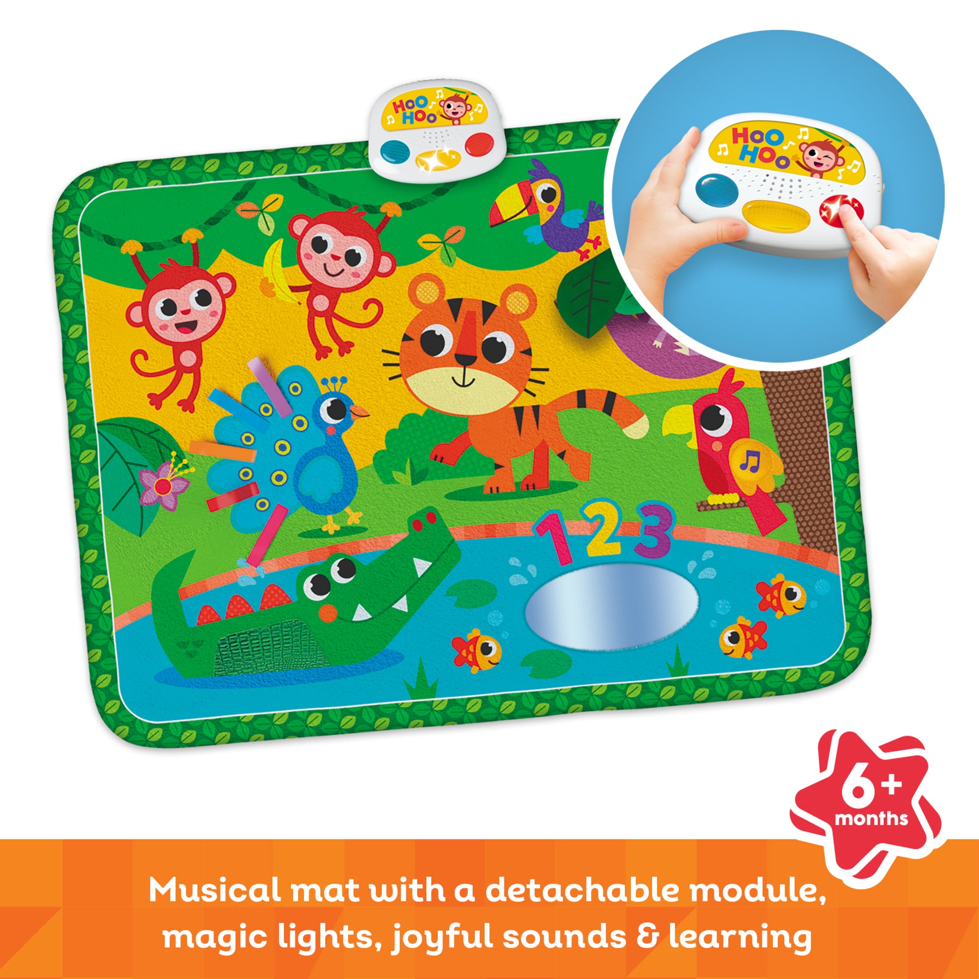 Kids Hits Touch & Play Mat Jungle Pals with detachable musical module, lights and animal sounds