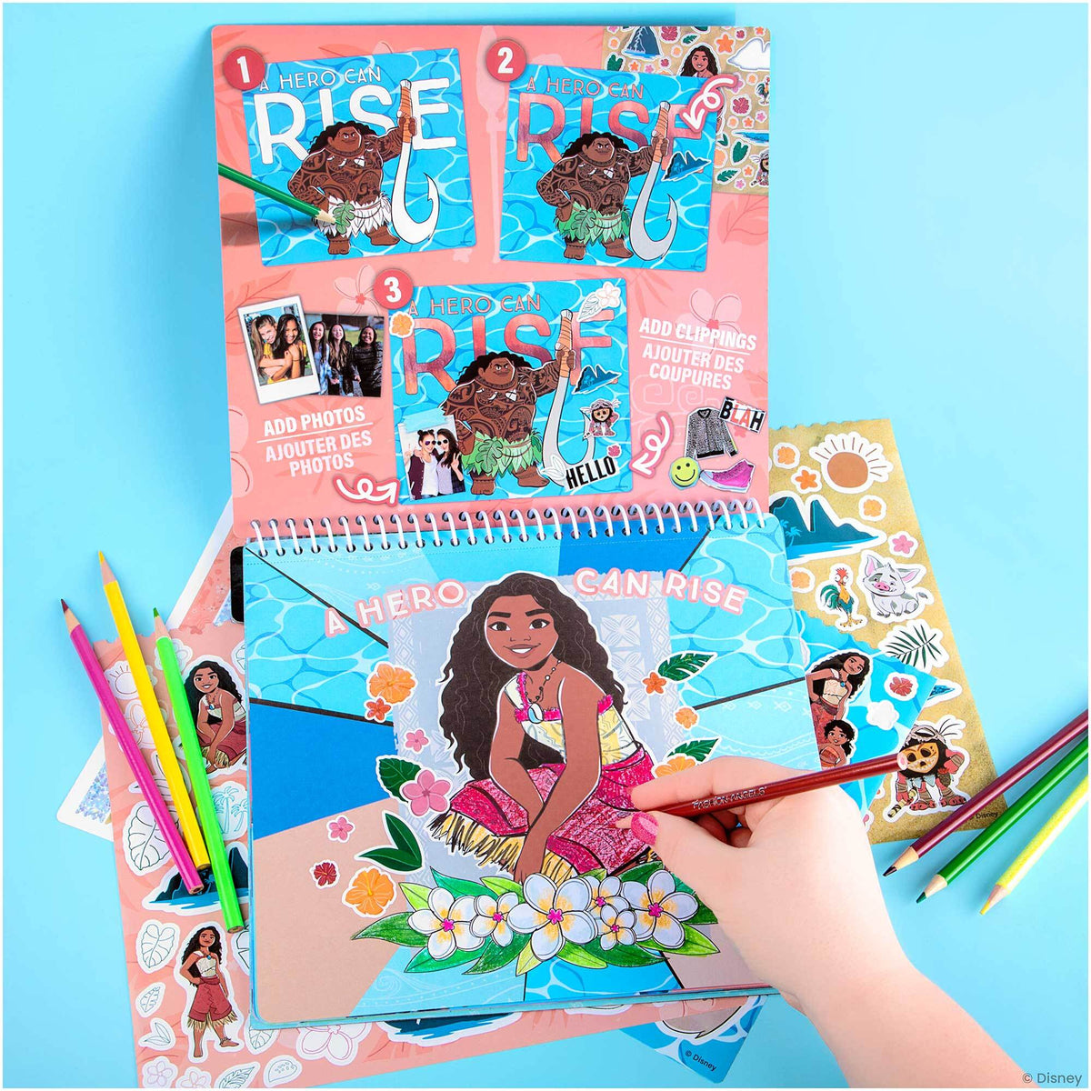 Disney Moana 2 Sticker & Collage Activity Set with coloring pages, stickers, and colored pencils