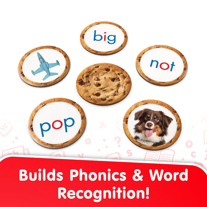 Snacks CVS phonics learning cookies with word cards and dog image