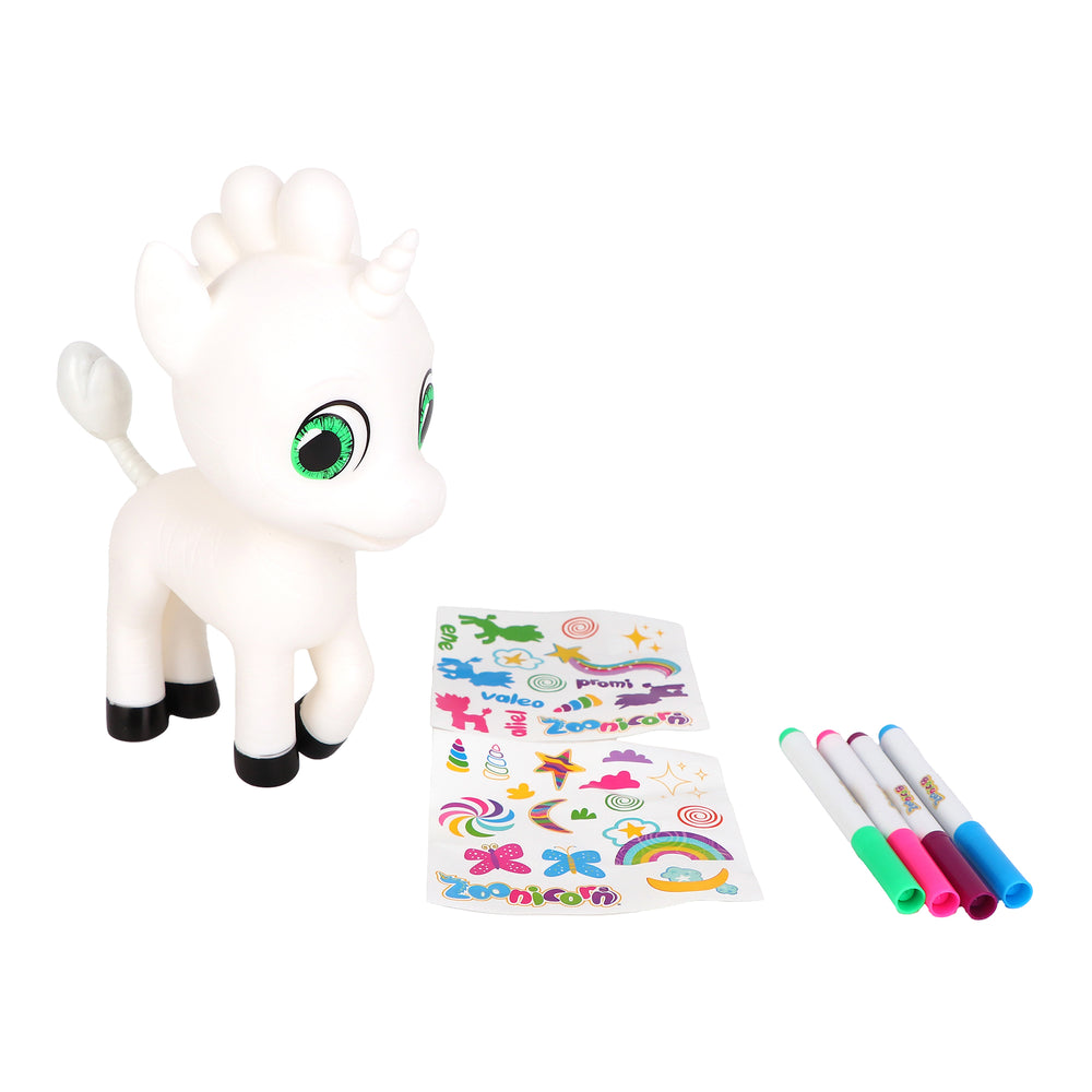 Zoonicorn Color Me Customizable 8" Figure - with Markers & Stickers, Kids 3+