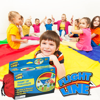 Flight Line Giant 10' Parachute - Colorful Sports Play for Kids Aged 3+