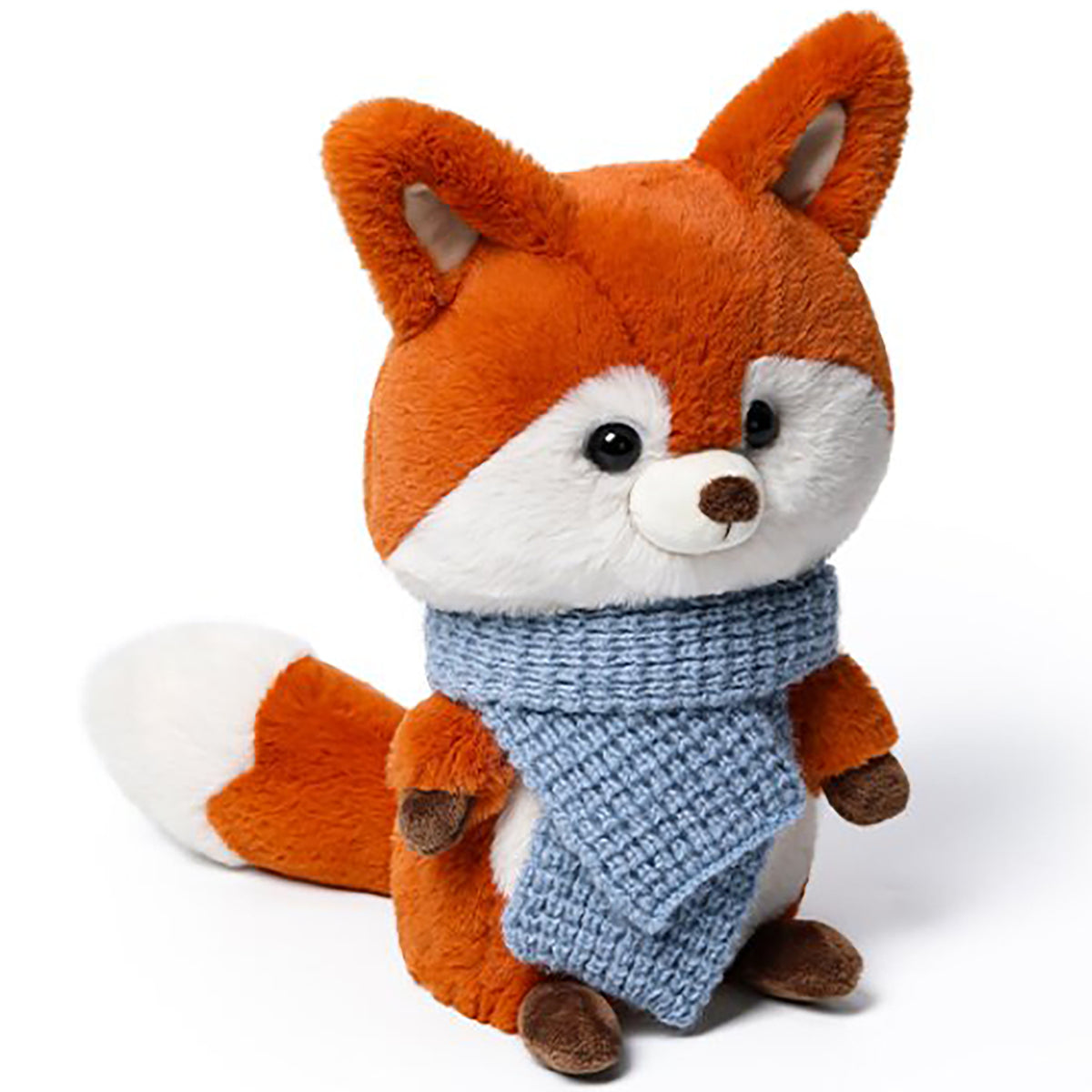 Forest Series Mini Scarf Fox 9.8" plush toy with orange and white coloring and blue scarf