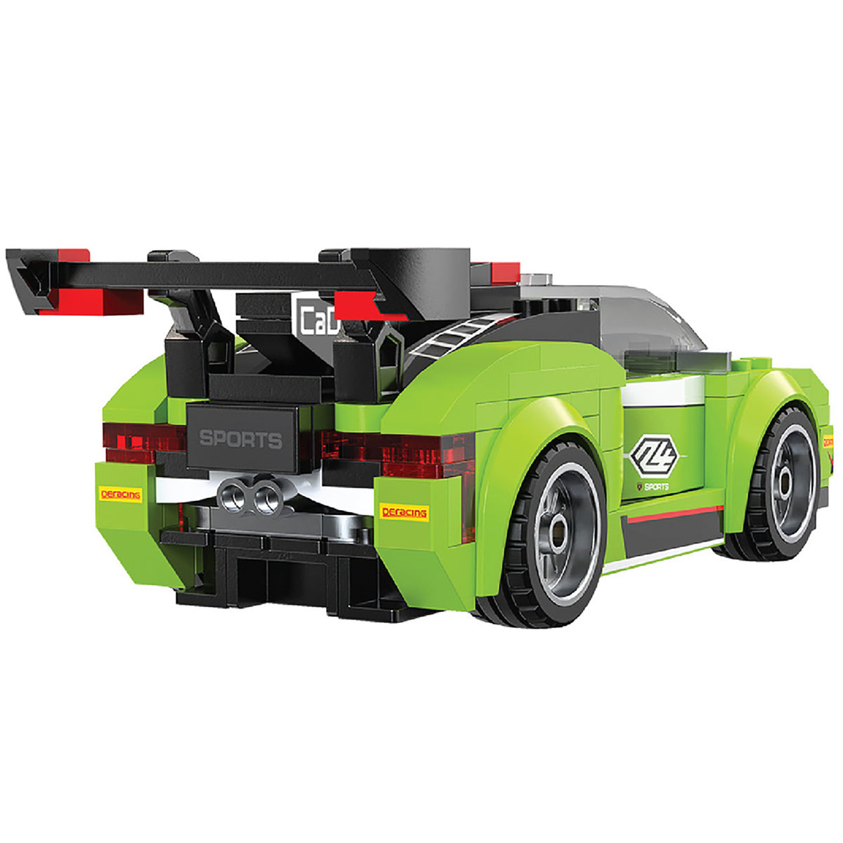 CaDA Race Car Velocity Hurricane 165-piece building set with bright green and black race car featuring red racing acc...