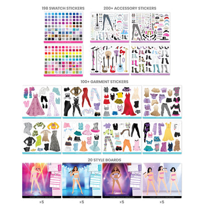 Sticker Stylist Fashion Set: Live in Concert with 198 swatch stickers, 200+ accessories, 100+ garments, and 20 style ...