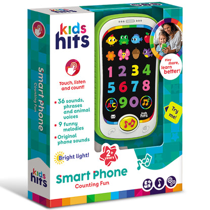 Kids Hits Smart Phone Counting Fun toy with colorful numbers, animals, and bright light-up screen