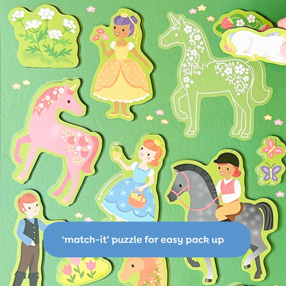 Magna Carry Unicorn Kingdom - Magical Fold-Out Magnetic Play Scene with Unicorns and Princesses for Kids Ages 3+