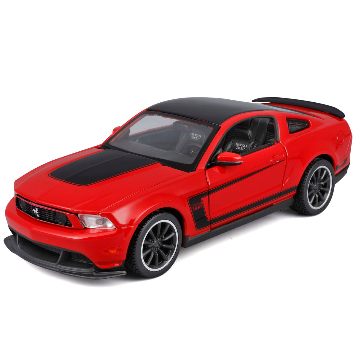 Maisto 1:24 Assembly Line 2012 Ford Mustang Boss 302 red diecast model kit with opening door