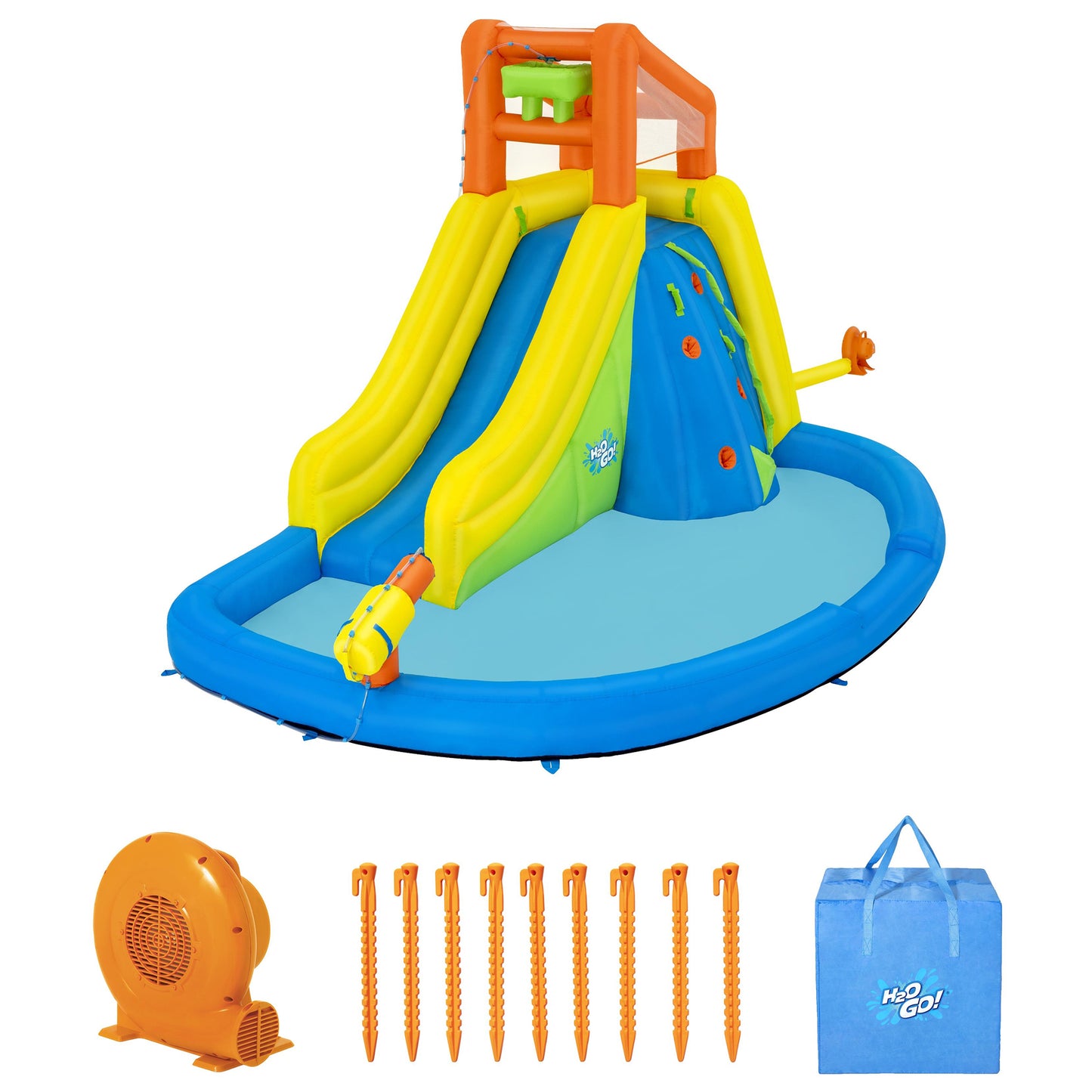 H2OGO! Mega Water Park - Mount Splashblast Inflatable Water Slide Combo