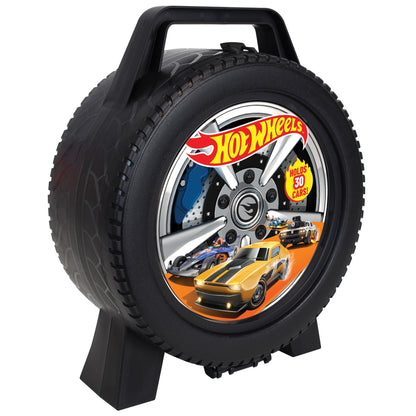 Hot Wheels Wheel-Shaped Organizer 30-Car Case Storage for 1:64 Die-Cast Vehicles, 20460