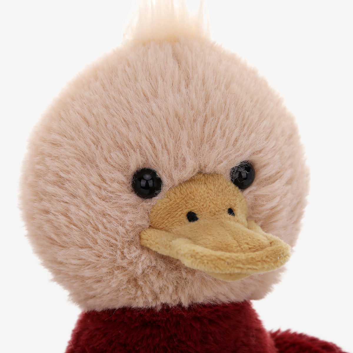 Farm Series Bordeaux Duck 9.8" plush toy with cream-colored body, yellow beak, black eyes, and red clothing detail