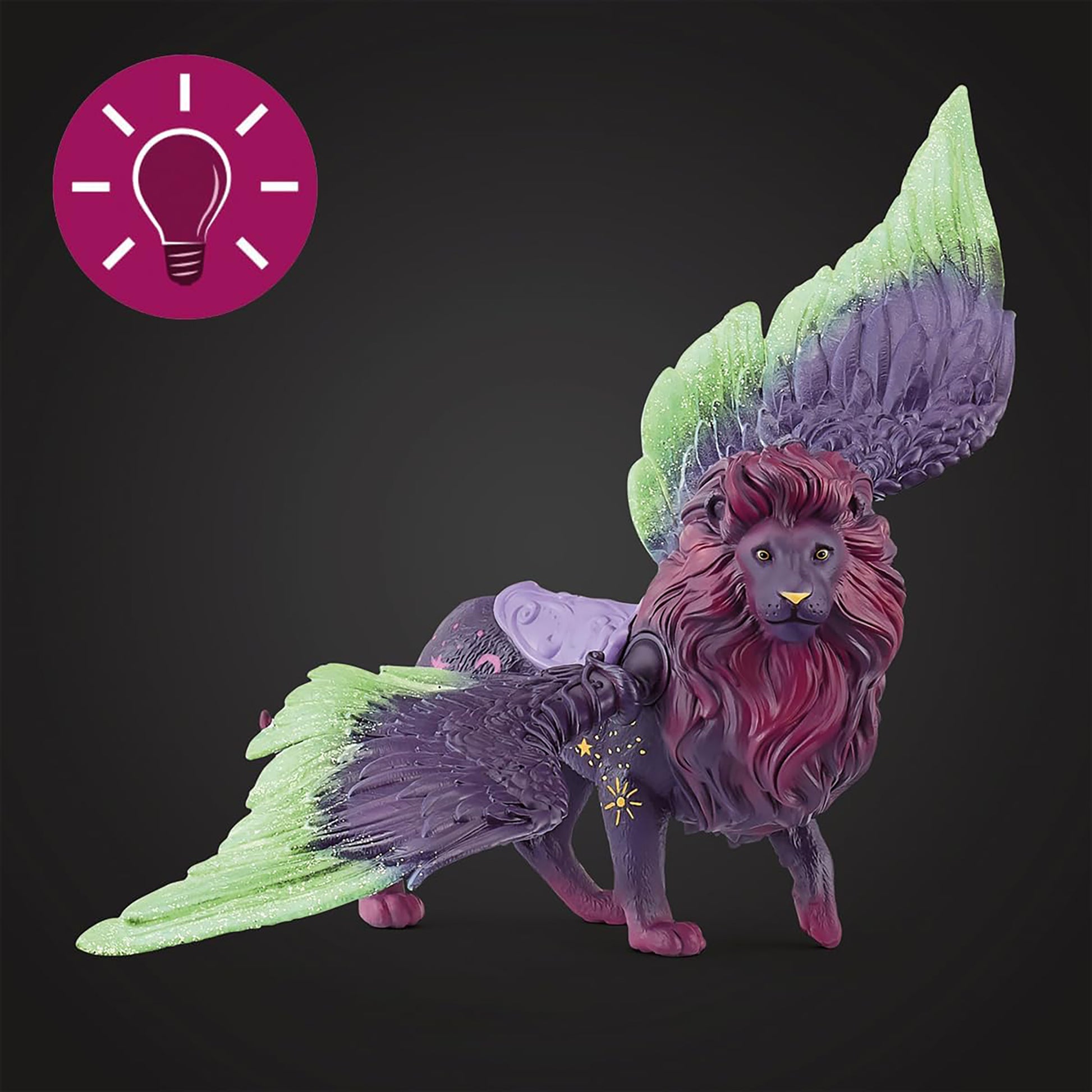Schleich Bayala Moon Lion 10-inch pink purple glitter fantasy figurine with moveable wings