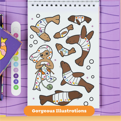 Tiger Tribe Mermaids & Friends Color by Numbers Activity Set - Includes Markers