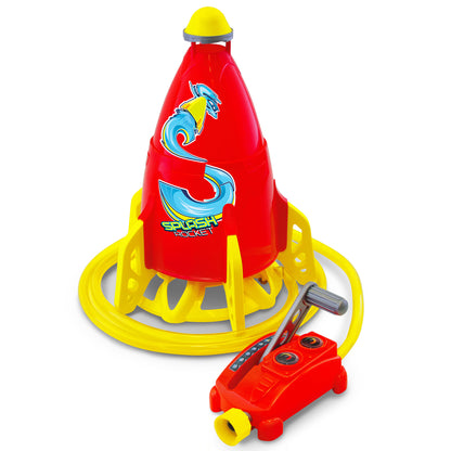 Splash Rocket water toy in red and yellow with remote control launcher