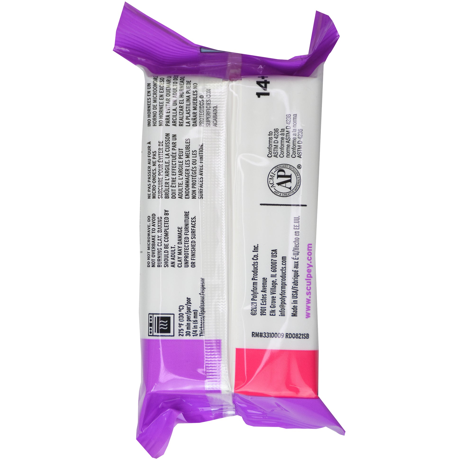 Sculpey Premo Clay 1lb package with purple twist tie and product information label