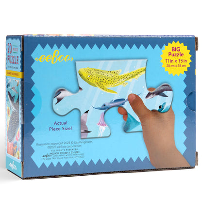 eeBoo Sharks & Friends Kids Jigsaw Puzzle - 20 pc