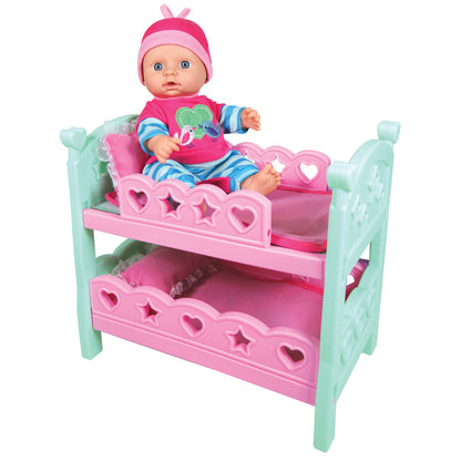 Charming Tots 12" Baby Doll Playset with Bunk Bed and High Chair - Multicolor