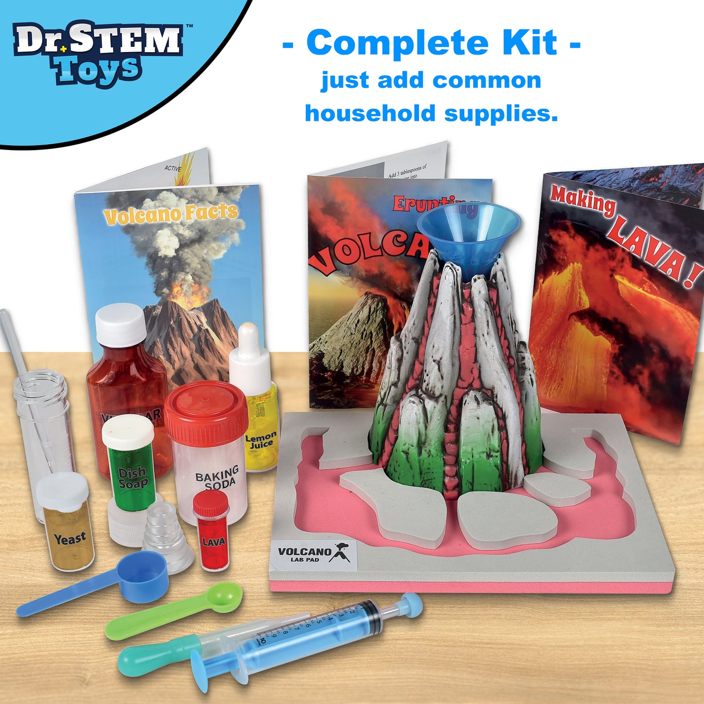 Dr. STEM Volcano Lab Kit - Erupting Experiments Set for Kids 5+