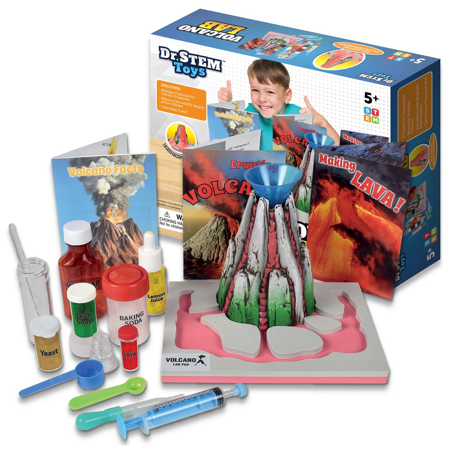 Dr. STEM Volcano Lab Kit - Erupting Experiments Set for Kids 5+