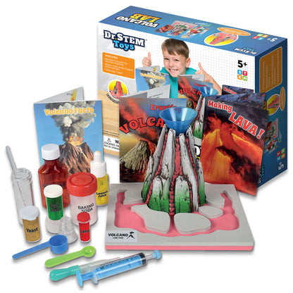 Dr. STEM Volcano Lab Kit - Erupting Experiments Set for Kids 5+