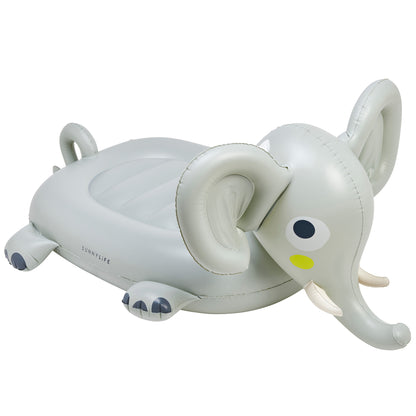 Sunnylife Eli The Elephant white inflatable pool float with handles and gray accents