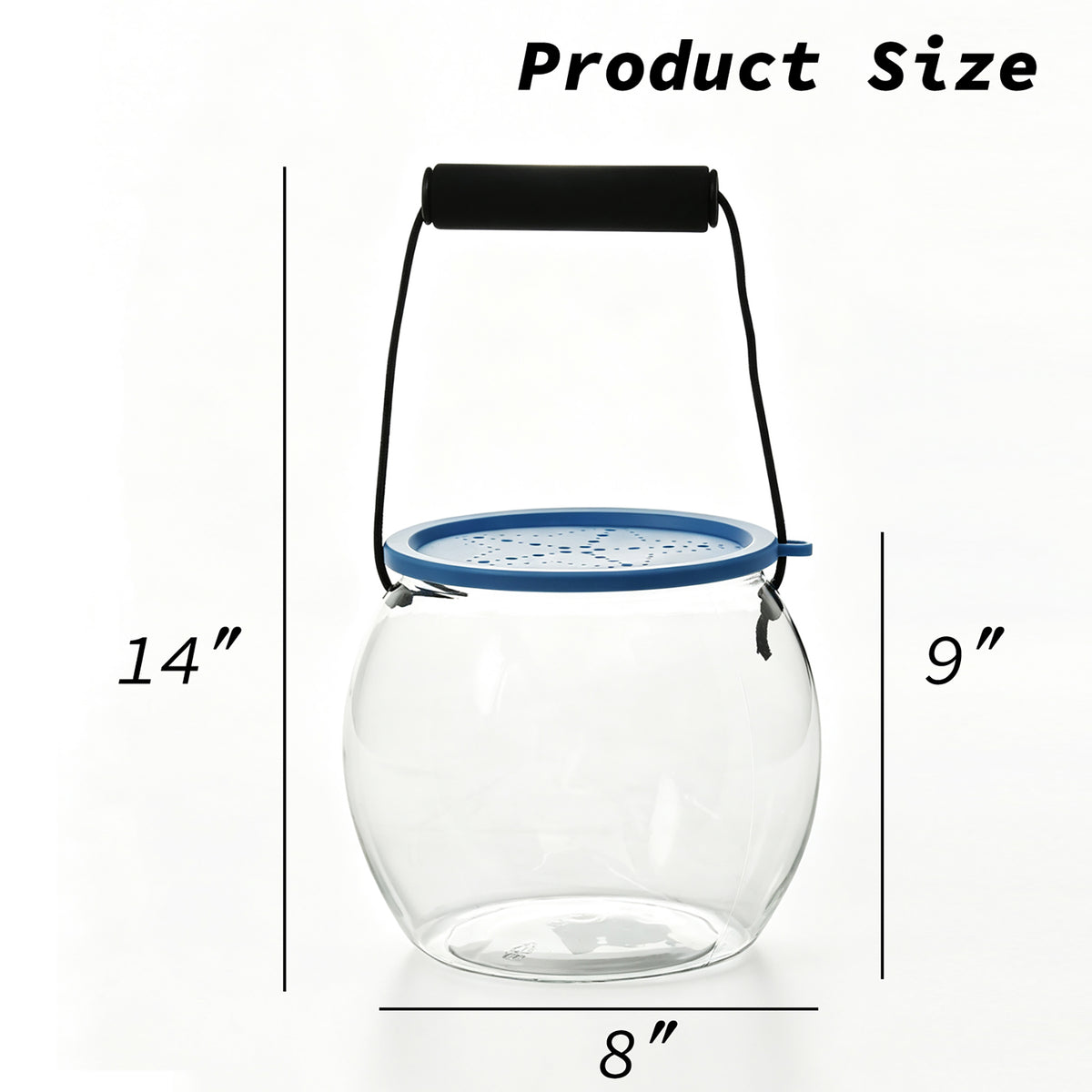 Easy Playhouse Observation Aquarium with clear round bowl, blue lid, and black carrying handle