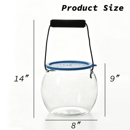 Easy Playhouse Observation Aquarium with clear round bowl, blue lid, and black carrying handle