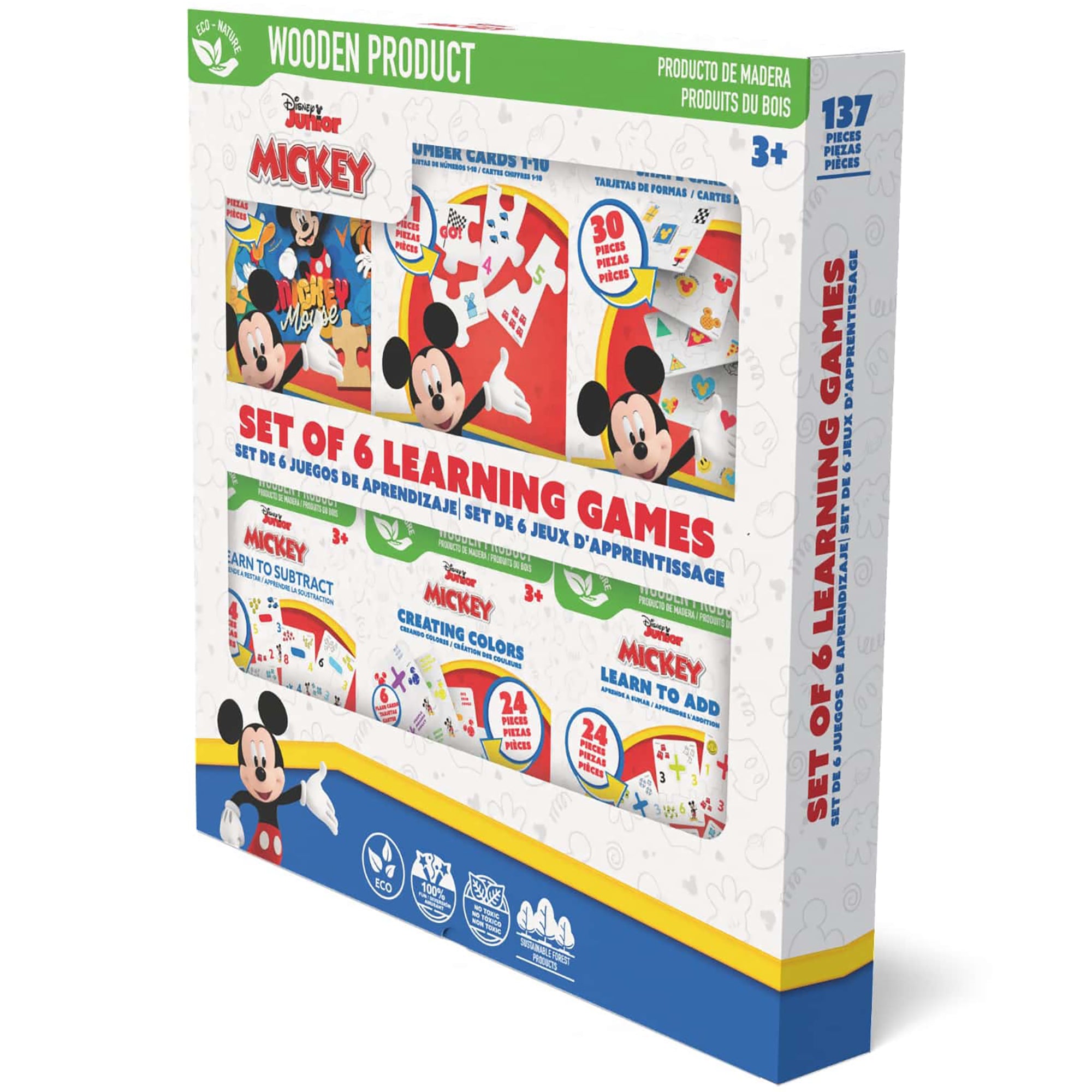 Disney Mickey Mouse 6-In-1 Wooden Learning Games Set With