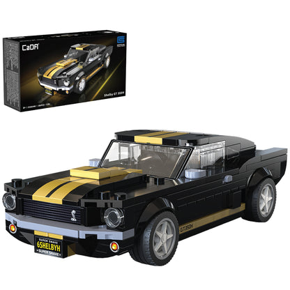 CaDA Shelby GT 350H building set with black and gold racing stripes and detailed wheels